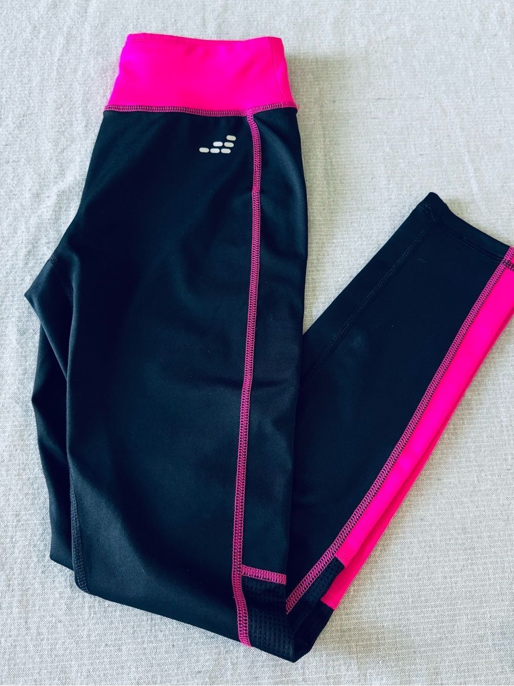 BCG Black Hot Pink Long Athletic Leggings S
